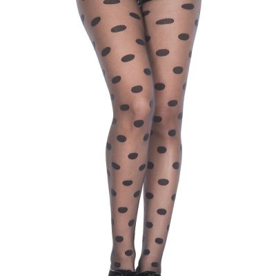 Music Legs Black Sheer Polkadot Spandex Pantyhose Tights